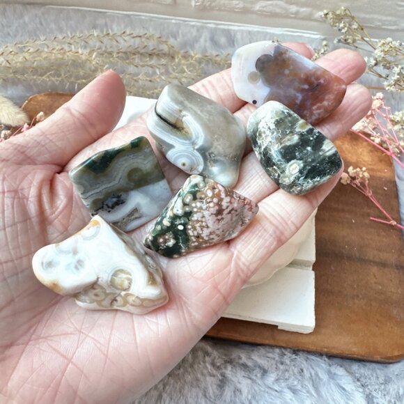 Set of 6 Ocean Jasper Tumbles - Picture 1 of 10